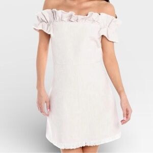 Rebecca Taylor Off-the-Shoulder White Ruffle Dress – Size 4